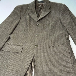 VTG Chaps Ralph Lauren Men's Sport Coat 38S Two Button Brown Houndstooth Wool - Picture 1 of 12
