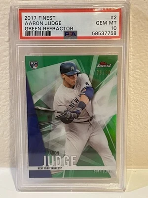 2017 Topps Finest Aaron Judge #2 Green Refractor /99 (RC) PSA 10 - Image 1 of 4