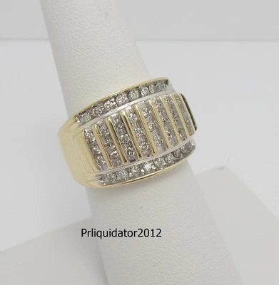 Anillo nupcial vintage de oro amarillo de 10 quilates con racimo de diamantes naturales de 3/4 quilates Foto 1 de 4