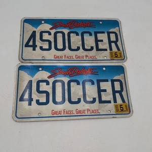 Vanity License Plate 4SOCCER Soccer Real South Dakota Custom 2012 Pair - Picture 1 of 4