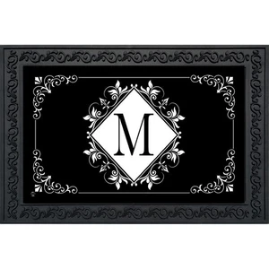 Felpudo Briarwood Lane blanco y negro con monograma M - Imagen 1 de 3