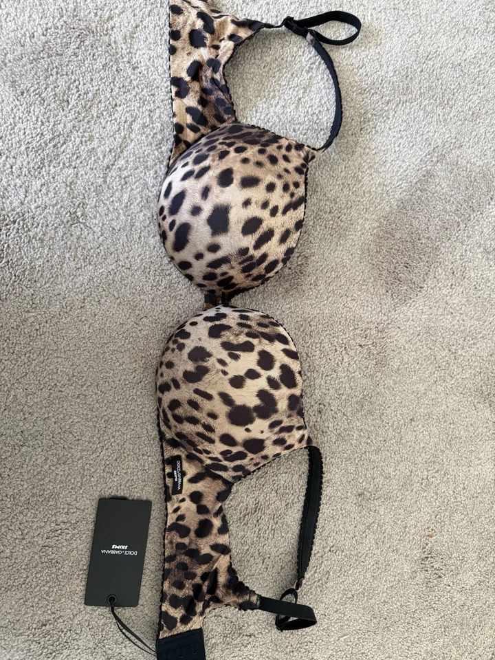 Skims Dolce & Gabbana Leopard Print Underwire Bra  36D - Image 1 of 3
