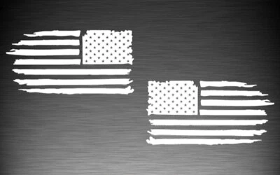 Tattered Distressed American Flag Decal Vinyl Sticker Set of 2 LEFT RIGHT Side - Image 1 of 4