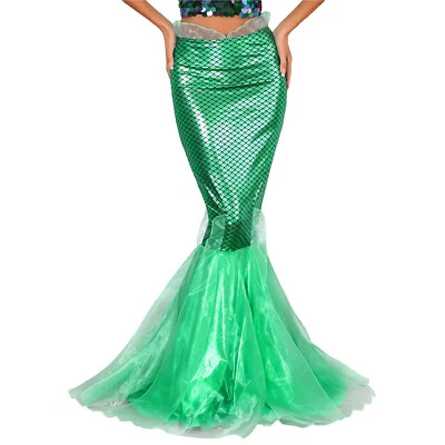 Women's Mermaid Skirt Metallic Shiny Costume Cosplay Fishtail Fancy Dress Up - Image 1 of 4