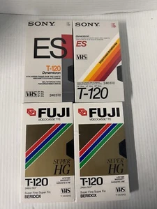 LOT OF 4 BLANK VHS TAPES T-120 SONY FUJI New Sealed Vintage - Picture 1 of 2