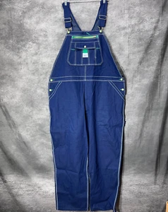 Liberty Carpenter Overalls Bibs Denim Mens 48 x 30 Dark Blue Workwear Zip Pocket - Picture 1 of 11