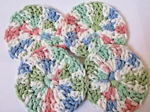 4 Scrubbi viso all'uncinetto. P&P 100% cotone OMAGGIO (gres) - Foto 1 di 12