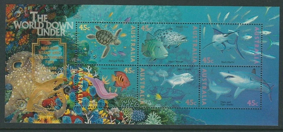 AUSTRALIA - 1995 Underwater Life souvenir sheet ovpt Adelaide #1465g - VF MNH - Image 1 of 1