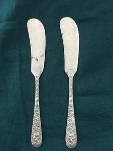 Vintage STIEFF Ross Patren Sterling Butterstreuer mit flachem Griff, 2er Set - Bild 1 von 1