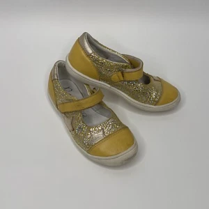Bopy Closed Toe Sandals Girl 10 US Yellow Silver Leather Ankle Support Shoes - Picture 1 of 10