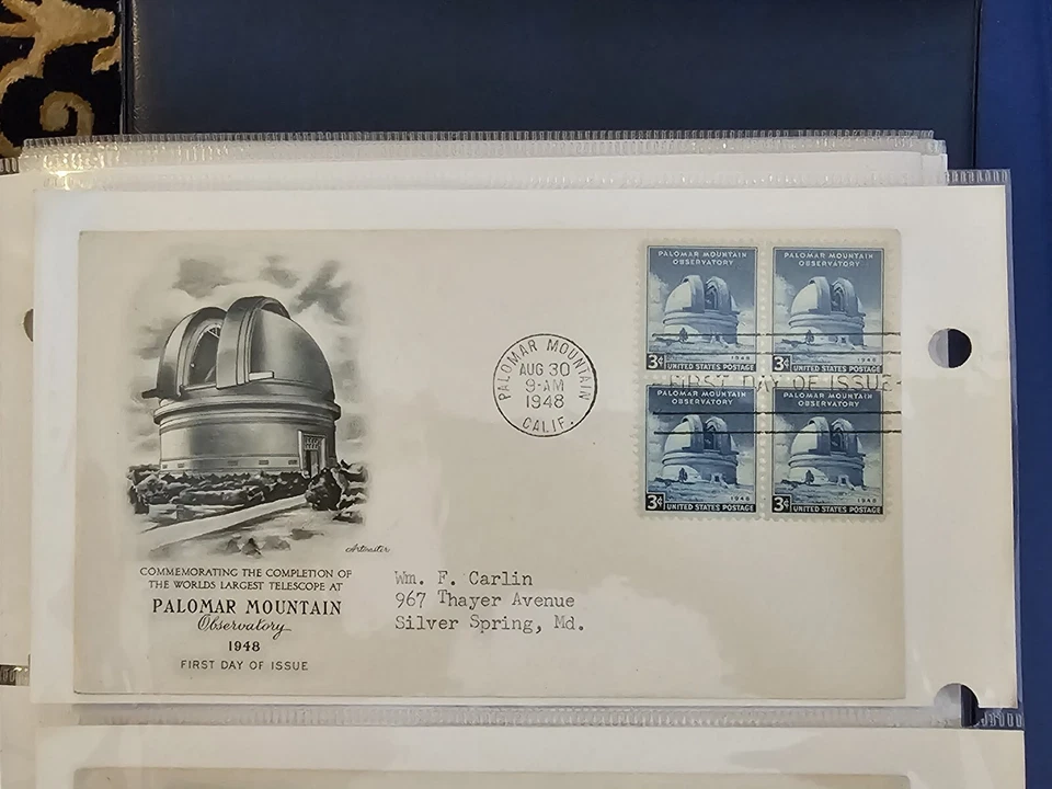 1948 Palomar Mountain Observatory, Scott 966, Block Of 4 3c Stamps FDOI - Image 1 of 1