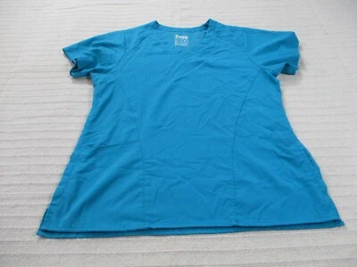 WonderWink Pro Womens Scrub Shirt Medium Blue Short Sleeve Medical Polyester - Image 1 of 4