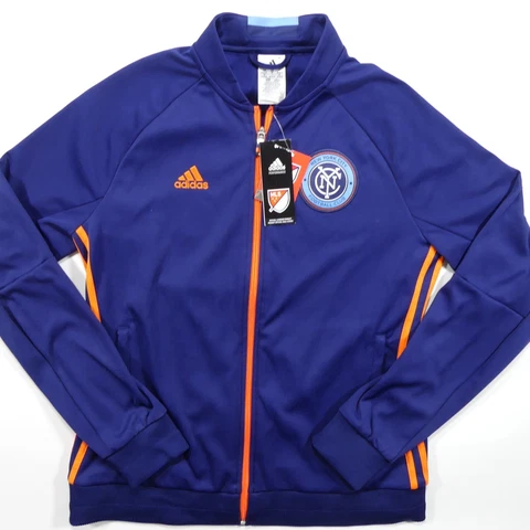 New York City Football Club Jacket Womens Medium Adidas Full Zip Blue Orange NWT Cover