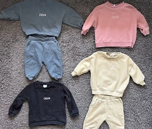 ZARA Baby Crewneck Sweatshirt Sets And Sweatshirt 9-12 Months Customized Olivia - Picture 1 of 9