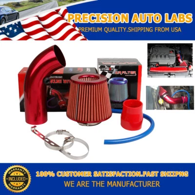 Car Air Intake Kit Pipe 3 inch Air Filter Set with Low Hose and Clamp Kits (red) - Image 1 of 4