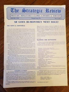 The Strategic Review TSR RPG D&D Vol 1 No 4 Winter 1975 OOP - Picture 1 of 2