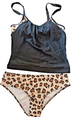 Beachsissi Reino Unido Grande Negro Mezcla Estampado Animal Acolchado Conjunto Sujetador Incorporado Foto 1 de 4