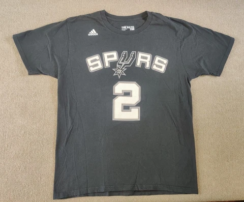 San Antonio Spurs Kawhi Leonard #2 Black T-Shirt Men's Large Adidas Short Sleeve Cover