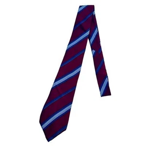 Corbata Christian Dior para hombre, roja, blanca, plateada, rayas azules, seda - Imagen 1 de 6