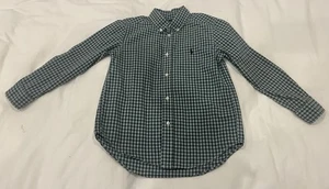 Ralph Lauren Boys Button Down Dress Shirt Green Blue White Check Size 6 - Picture 1 of 7