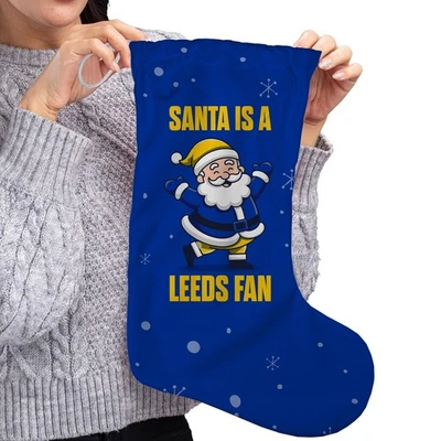 BRITISH MADE GIFTS Santa is a Leeds Fan - Christmas Stocking - Football