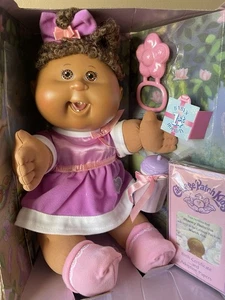 Cabbage Patch Kids CPK Babies African American Girl One Tooth Purple Pink Dress - Picture 1 of 12
