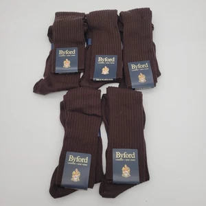 Byford London New York Men’s Dress Socks 5 Pair Brown Mercerized Cotton Lycra US - Picture 1 of 4
