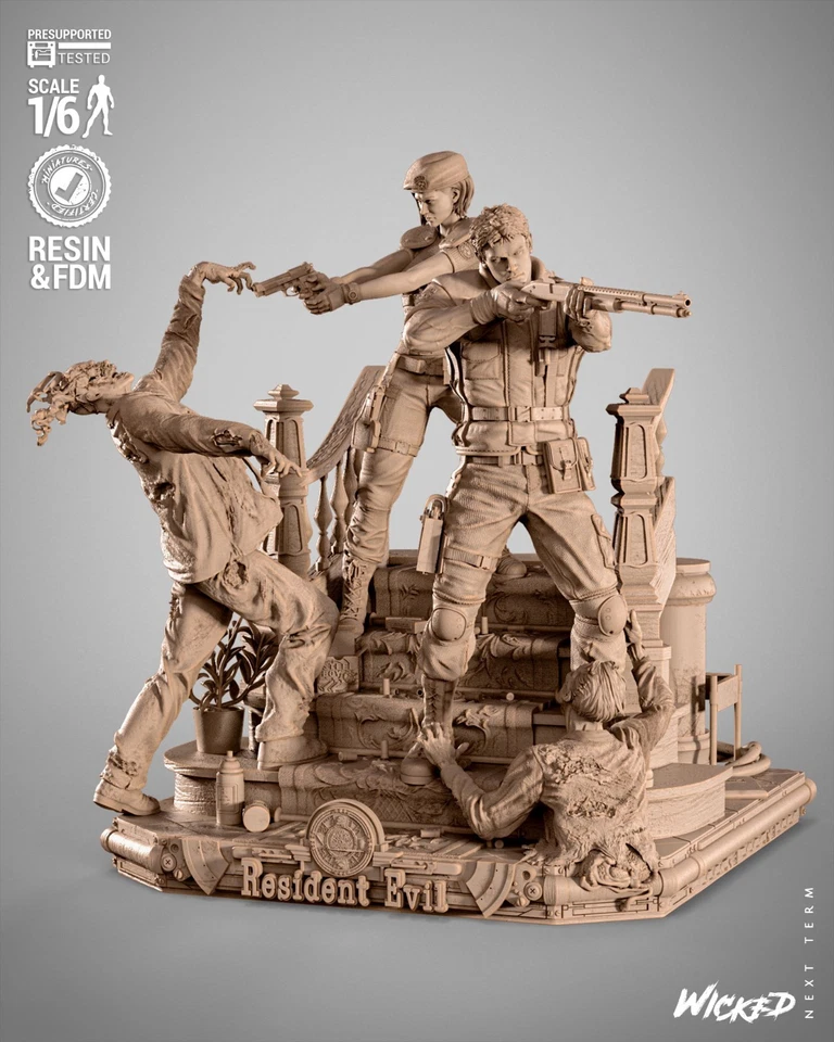Arte de fãs impressa em 3D Resident Evil Diorama por Wicked - Imagem 1 de 4