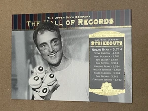 2001 UPPER DECK HALL OF FAMERS - THE HALL OF RECORDS -NOLAN RYAN RANGERS #82 - Picture 1 of 2