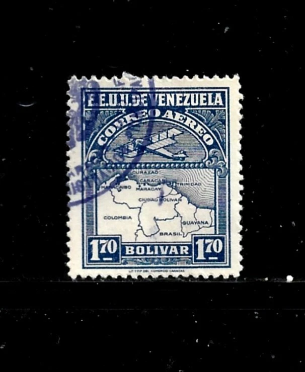 Sello Venezuela Scott # C9-1.70b-usado/H-NG-1930-correo aéreo Foto 1 de 1
