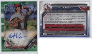 2019 Bowman Chrome Prospects HTA Green Atomic Refractor /99 Austin Warner Auto