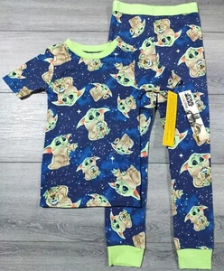 Star Wars Pajamas Boys Medium 8 the Mandalorian Baby Yoda Shirt Pant PJ Set - Picture 1 of 4
