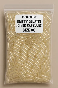 Empty Gelatin Capsules 1000 Count - Size 00 Non-GMO Clear, Joined, Kosher Halal - Picture 1 of 4