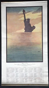 Sem. Statue de la Liberté. Calendrier pour la Banque Nationale de Crédit. 1918 - Imagen 1 de 1