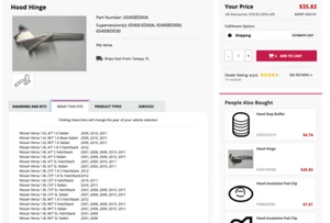 NISSAN VERSA 2007-2011 HOOD HINGES LH & RH OEM NEW 65400ED00A 65401ED00A - Picture 1 of 7