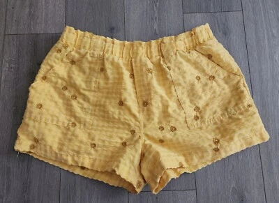 Pantalones Cortos Time and Tru Pull On Para Mujer 22 Amarillo Forrado Floral Cintura Elástica Textura Foto 1 de 4