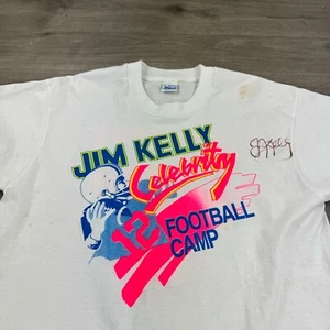 Camiseta De Colección Jim Kelly Autógrafo Buffalo Bills Converse Campamento de Fútbol Años 90 Individual - Imagen 1 de 10