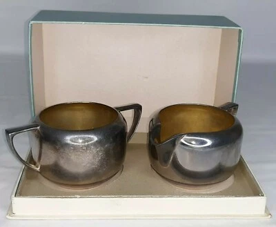 Plato Tudor Oneida Community vintage, juego de azúcar y crema 609, aprox. 2 1/2" H Foto 1 de 4