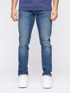 Crosshatch - Men's 'BURACA' Slim Fit Denim Jeans - Stone Wash - Picture 1 of 23