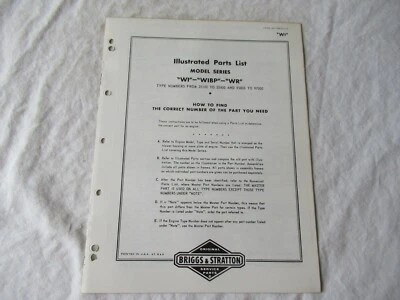 Briggs & Stratton WI WIBP WR engine parts list catalog manual - Image 1 of 3