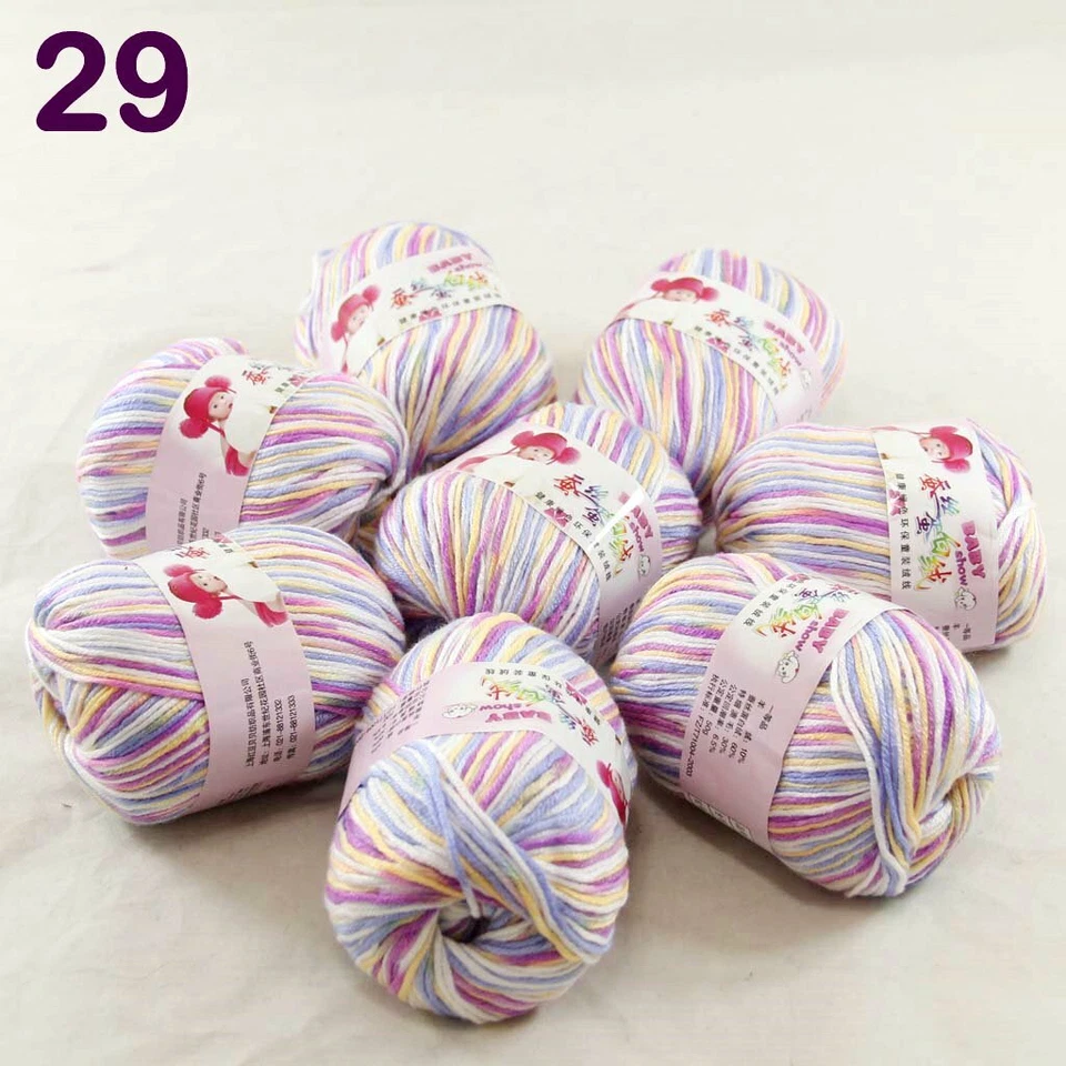 Sale New 8 Balls x 50gr Cashmere Silk Wool Hand Knit Wrap Shawls Crochet Yarn 29 - Image 1 of 4
