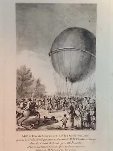 Pallone aerostatico, Champs de Mars, Torre Eiffel 1783 acquaforte PARIGI - Foto 1 di 5