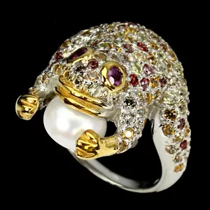 Valentinstag 925 Silberring Rund Saphir Rhodolith Perle Edelstein Schmuck 8 - Bild 1 von 9