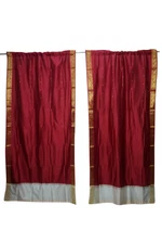 Boho INDI 2 Red Sheer Sari Panel Rod Pocket Curtains Home Drapes 84x44