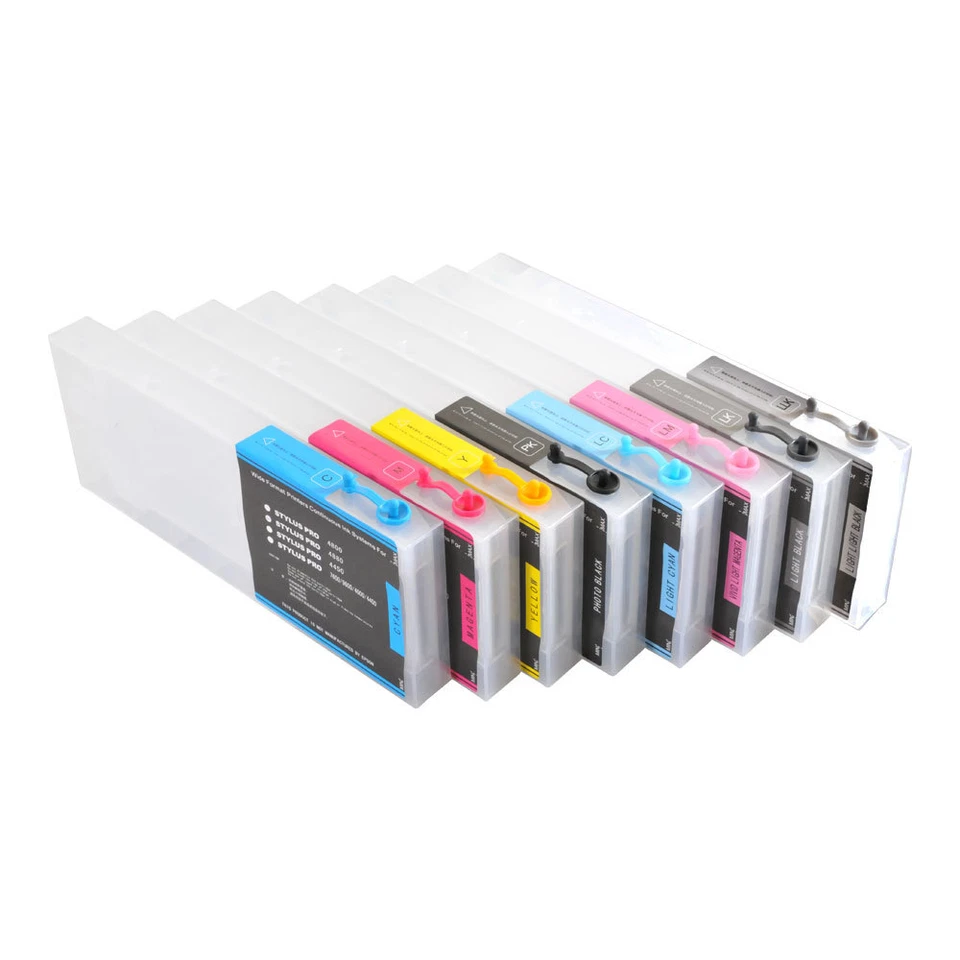 VING PARTS 8pcs Epson Stylus Pro 4000 Refilling Cartridge with 4 Funnels