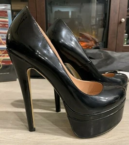Onlymaker Peep Toe Black Platform High Heel Stiletto Pumps Size 6 - Picture 1 of 9