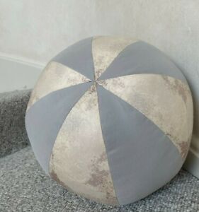 $130 Round Ball Shape Throw Decorative Pillow Grey Pink  - One of a Kind Custom 