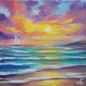 Ukraine Künstler Öl handgemalt Original Meereslandschaft Wandkunst Wohndeko bestes Geschenk - Bild 1 von 23