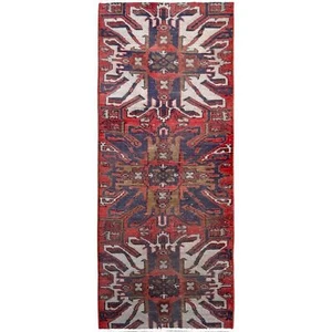 Alfombra de corredor de lana pura anudada a mano de 2'1"x5'4" roja vintage Zoroastrian Heris R638 - Imagen 1 de 7
