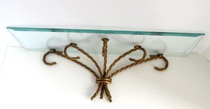 Vintage MCM twisted rope metal w original 18" beveled glass shelf Home Interiors - Picture 1 of 4